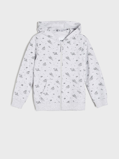 Sinsay Boy's Light Grey Zip Up Jacket With A Print | Sinsay In Lebanon