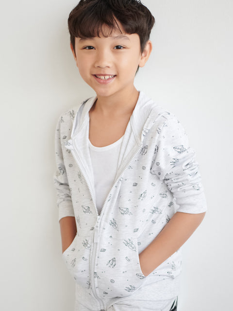 Sinsay Boy's Light Grey Zip Up Jacket With A Print | Sinsay In Lebanon