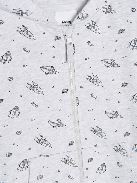 Sinsay Boy's Light Grey Zip Up Jacket With A Print | Sinsay In Lebanon