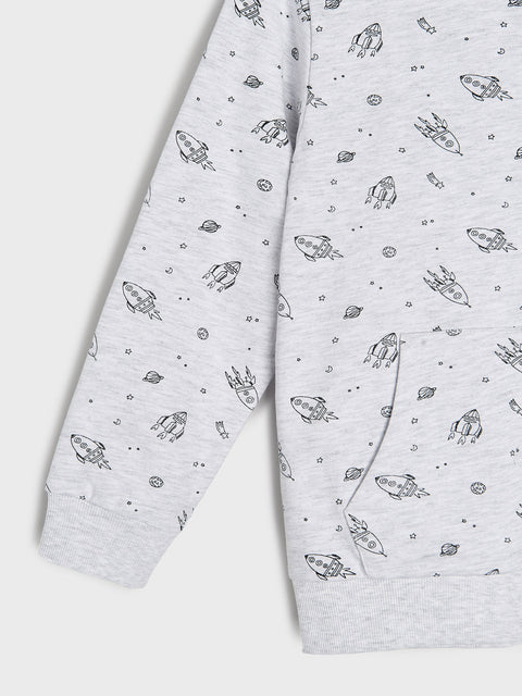 Sinsay Boy's Light Grey Zip Up Jacket With A Print | Sinsay In Lebanon
