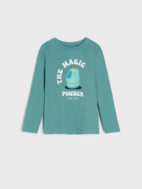 Sinsay Boy's Dark Aqua Printed Long Sleeve Blouse |Sinsay In Lebanon