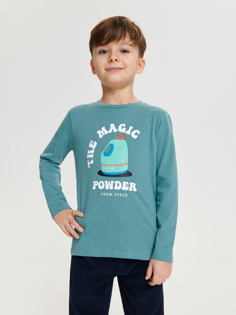 Sinsay Boy's Dark Aqua Printed Long Sleeve Blouse |Sinsay In Lebanon