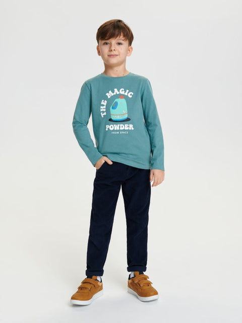 Sinsay Boy's Dark Aqua Printed Long Sleeve Blouse |Sinsay In Lebanon