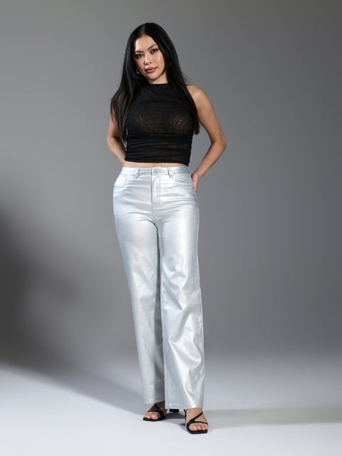 Sinsay Women's Silver Wide leg Pants  | Sinsay in Lebanon
