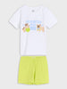 Sinsay boys white/lime 2 piece pajama set AYA