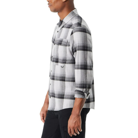 Bass Outdoor Men's Black & Gray Classic Fit Plaid Stretch Pocket Flannel Shirt| Bass Outdoor In Lebanon