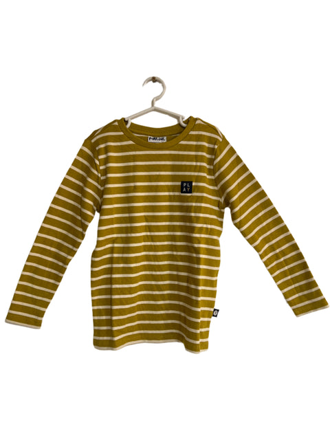 POMPdeLUX Girl's Mustard Striped Villads Long Sleeve Blouse| POMPdeLUX in Lebanon
