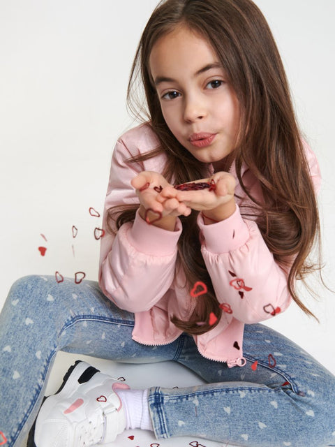 Sinsay Girl's Light Blue Heart Printed Pull-Up Jeans | Sinsay In Lebanon