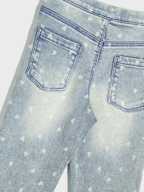 Sinsay Girl's Light Blue Heart Printed Pull-Up Jeans | Sinsay In Lebanon