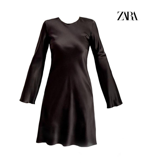 Zara Women's Black Long-Sleeve Dress |Zara in Lebanon