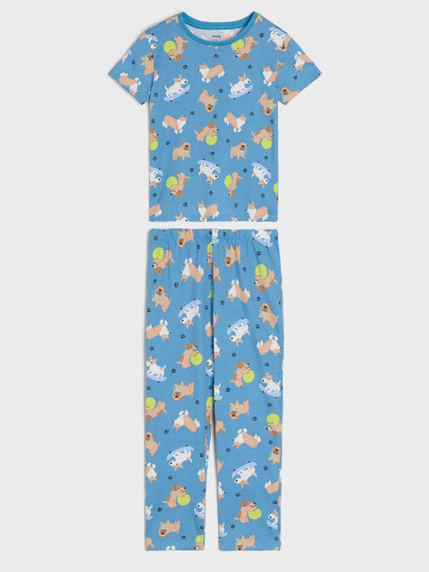 Sinsay Boy's Blue All Over Print Two-Piece Pajamas | Sinsay In Lebanon