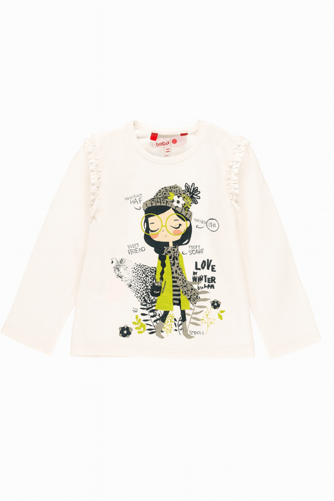 Boboli Girl's White Long-Sleeve Blouse| Boboli in Lebanon