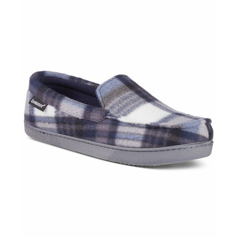 Isotoner Men's Navy Blue Plaid Fleece Cameron Moccasin Slippers| Isotoner Signature in Lebanon