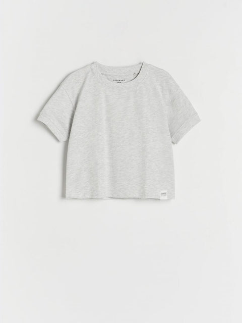 Reserved Girl's Light Gray Crew Neck T-Shirt |Reserved In Lebanon