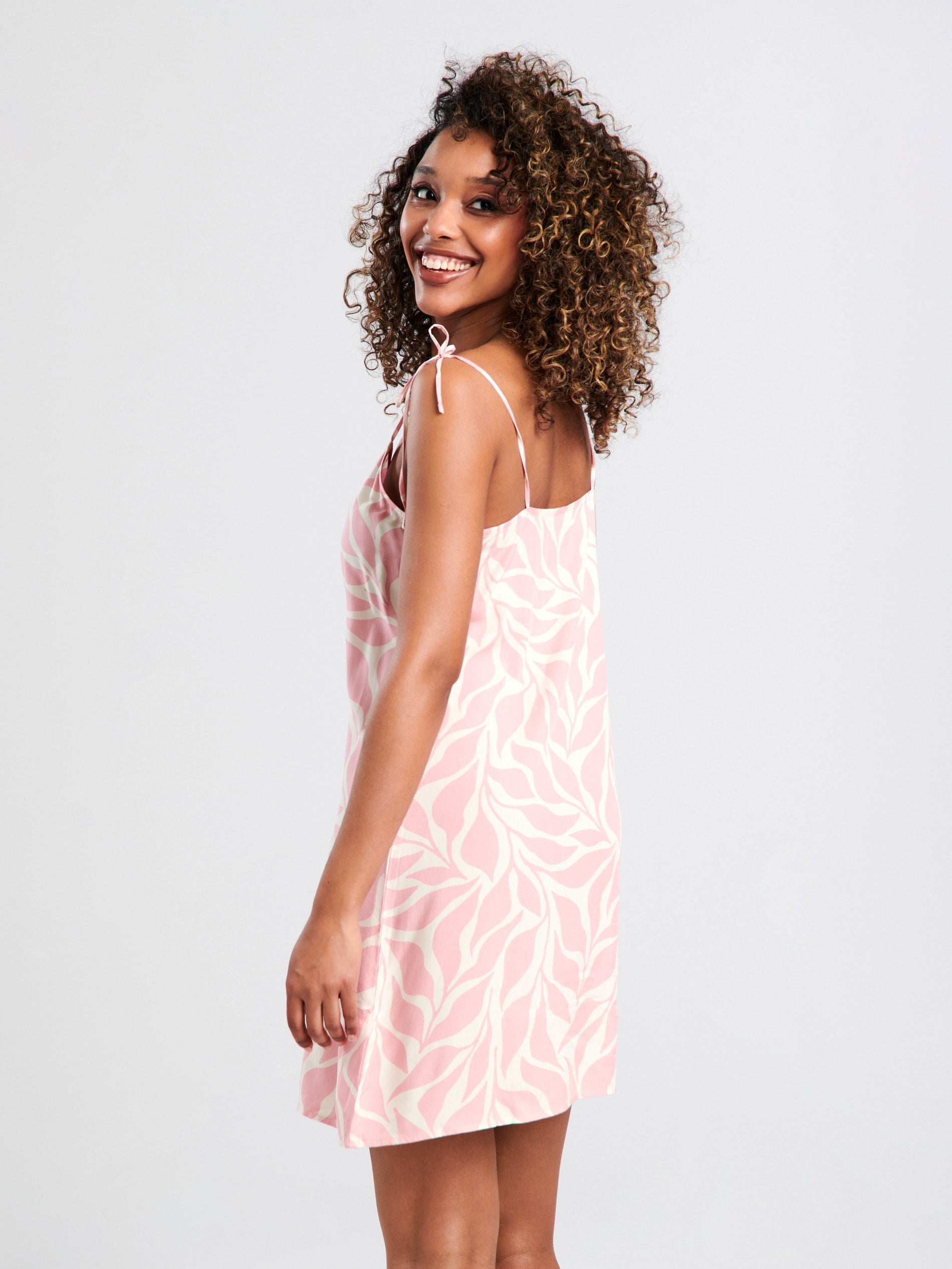 Sinsay Women's Pink & Beige Printed Sleeveless Ruched Neck Mini Dress|Sinsay In Lebanon