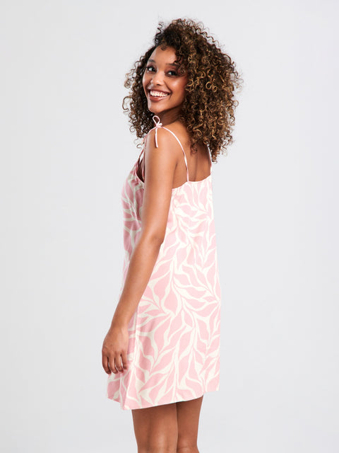 Sinsay Women's Pink & Beige Printed Sleeveless Ruched Neck Mini Dress|Sinsay In Lebanon