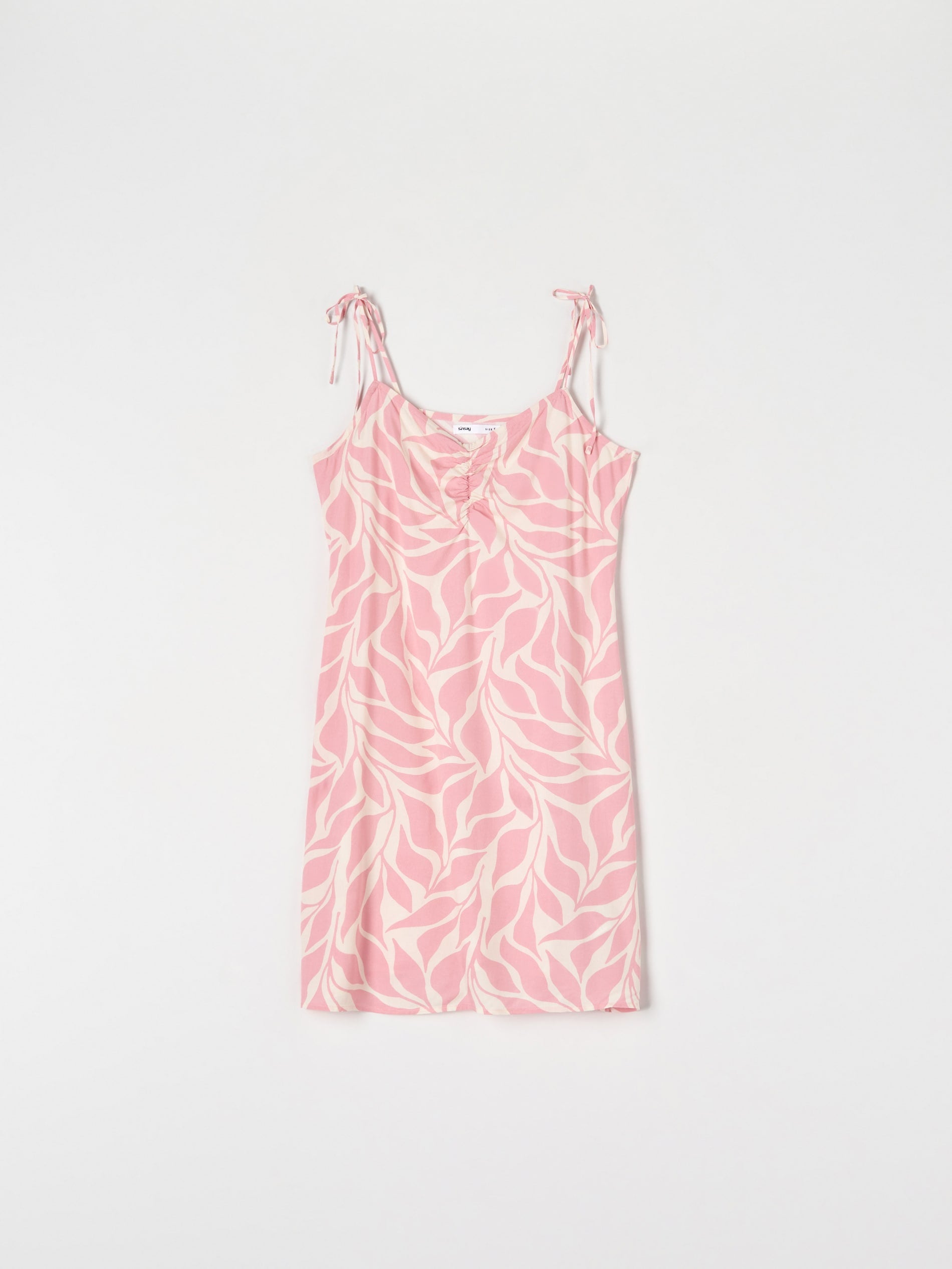Sinsay Women's Pink & Beige Printed Sleeveless Ruched Neck Mini Dress|Sinsay In Lebanon