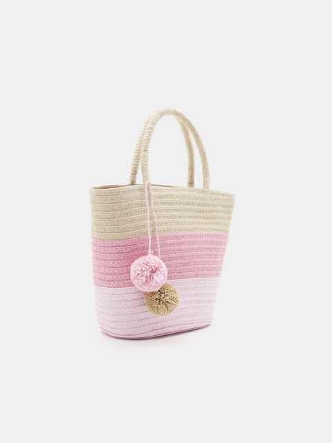 Sinsay Girl's Pink & Beige Straw Bag |Sinsay In Lebanon