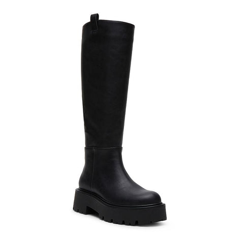 Steve Madden Women's Madden Girl Black Leather Crow Lug-Sole Knee High Boots|Steve Madden In Lebanon