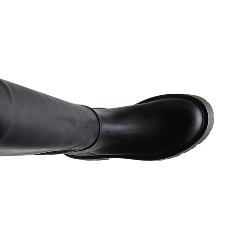 Steve Madden Women's Madden Girl Black Leather Crow Lug-Sole Knee High Boots|Steve Madden In Lebanon