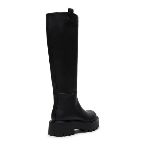 Steve Madden Women's Madden Girl Black Leather Crow Lug-Sole Knee High Boots|Steve Madden In Lebanon