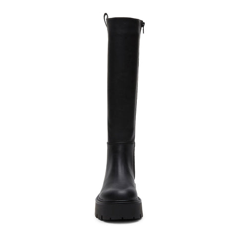 Steve Madden Women's Madden Girl Black Leather Crow Lug-Sole Knee High Boots|Steve Madden In Lebanon