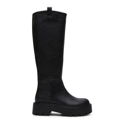 Steve Madden Women's Madden Girl Black Leather Crow Lug-Sole Knee High Boots|Steve Madden In Lebanon
