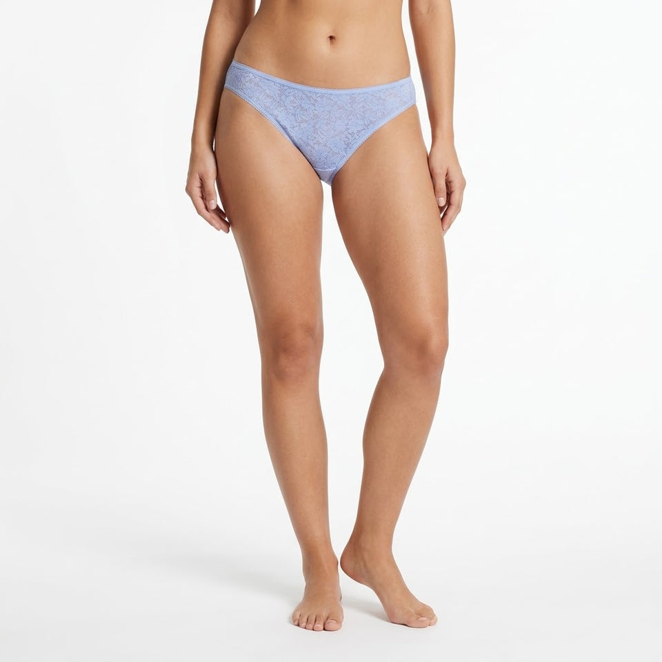 State Of Day Women's Light Blue Floral Lace Underwear Brief