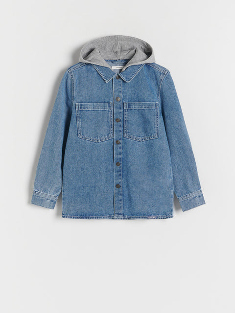 Reserved Boy's Blue Denim Hooded Shirt | Reserved In Lebanon