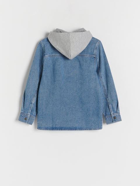 Reserved Boy's Blue Denim Hooded Shirt | Reserved In Lebanon