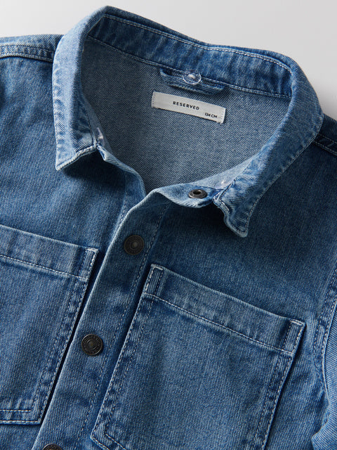 Reserved Boy's Blue Denim Hooded Shirt | Reserved In Lebanon