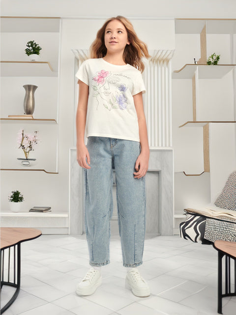 Sinsay Girl's Light Blue Denim Balloon Jeans | Sinsay In Lebanon
