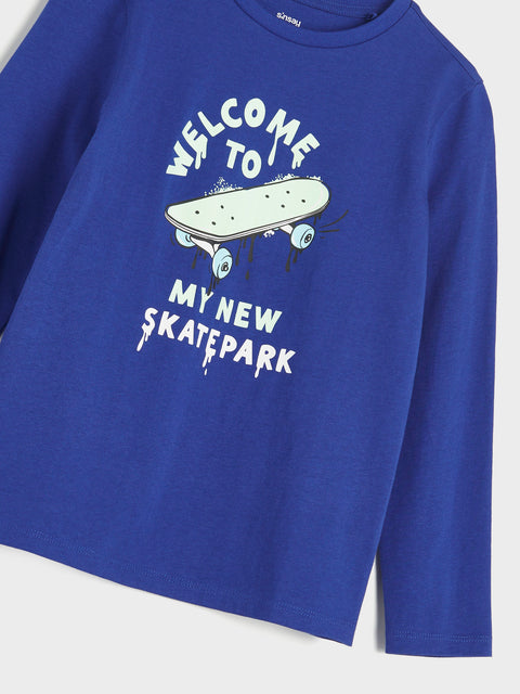 Sinsay Boy's Blue Long Sleeve With Decorative Print Blouse   |Sinsay  in Lebanon