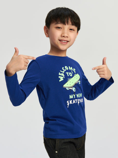 Sinsay Boy's Blue Long Sleeve With Decorative Print Blouse   |Sinsay  in Lebanon