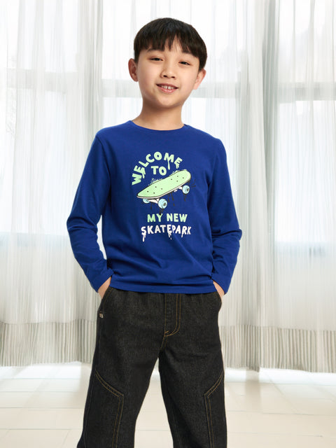 Sinsay Boy's Blue Long Sleeve With Decorative Print Blouse   |Sinsay  in Lebanon