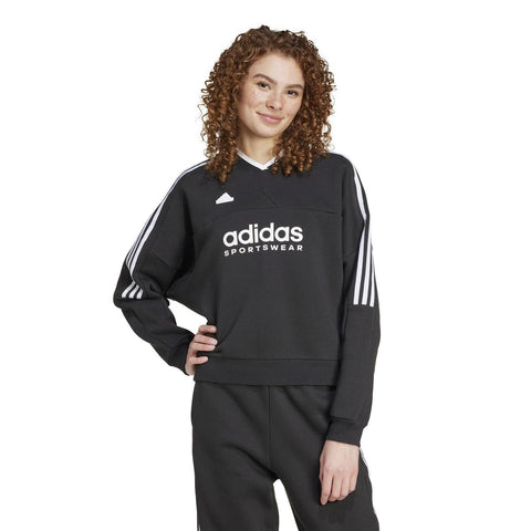 Adidas Women's Black Tiro Cut 3-Stripes Fleece Sweatshirt | Adidas In Lebanon