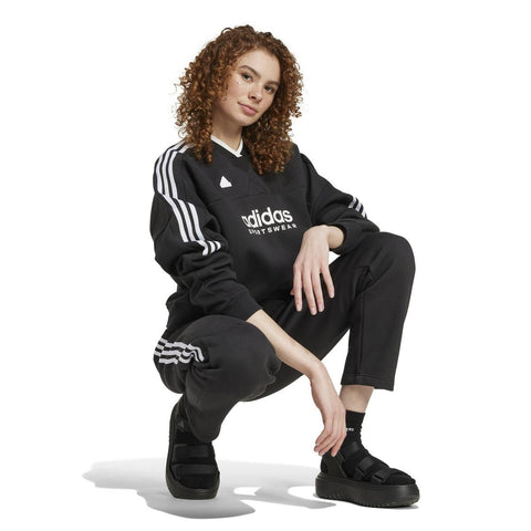 Adidas Women's Black Tiro Cut 3-Stripes Fleece Sweatshirt | Adidas In Lebanon