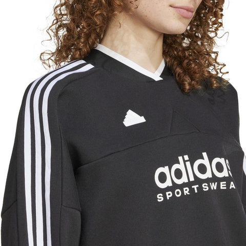 Adidas Women's Black Tiro Cut 3-Stripes Fleece Sweatshirt | Adidas In Lebanon