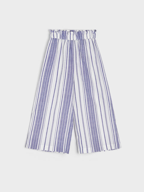 Sinsay Girl's White & Dark Blue Striped Wide Leg Pants | Sinsay In Lebanon
