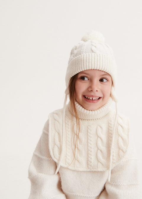 Reserved Baby Girl's White Beanie With Tie Straps | Reserved In Lebanon