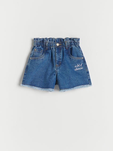 Reserved Girl's Blue Denim Shorts With Embroidery | Reserved In Lebanon