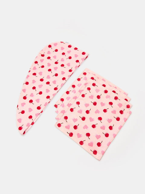 Sinsay Pink Printed Towel 4 Piece Set | Sinsay In Lebanon