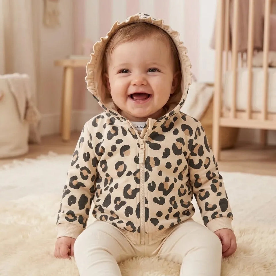 Sinsay Baby Girl's Beige Leopard Hooded Jacket