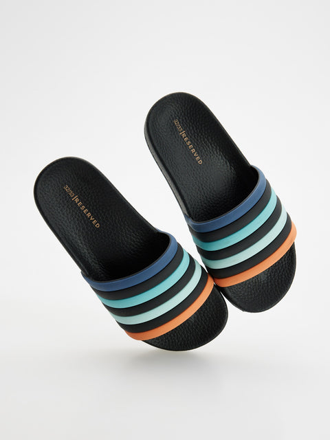Reserved Boy's Black Flip-flops With Colorful Straps | Reserved In Lebanon