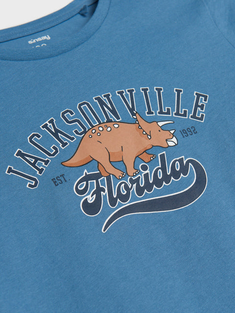 Blue t-shirt with 'Jacksonville Florida' and triceratops graphic