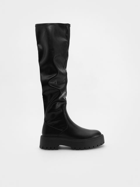 Reserved Women's Black High Boots Made Of Imitation Leather | Reserved In Lebanon