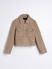 Sinsay Women's Beige Taupe Marl Cropped Zip-Up Jacket | Sinsay in Lebanon