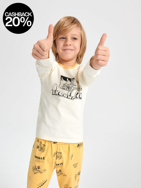 Sinsay Boy's Off White & Yellow Pajama Set | Sinsay In Lebanon