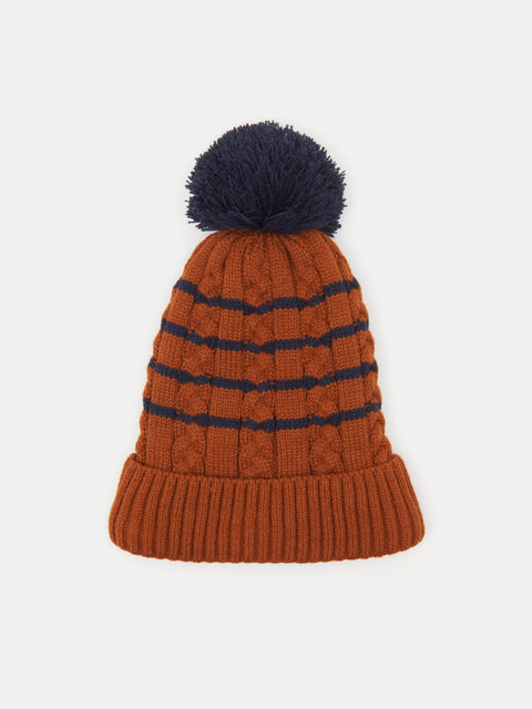 Sinsay Boy's Brown & Navy Knitted Striped Beanie|Sinsay In Lebanon