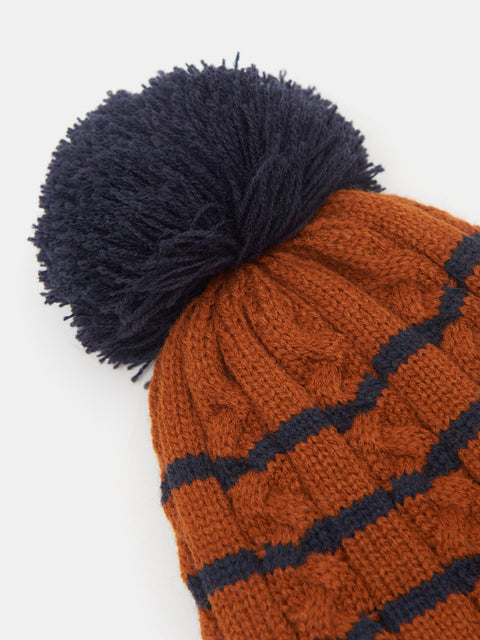 Sinsay Boy's Brown & Navy Knitted Striped Beanie|Sinsay In Lebanon